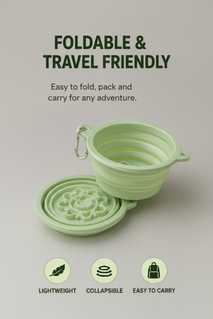 3-in-1 Travel Bowl for Dogs — Slow Feeder & Lick Bowl